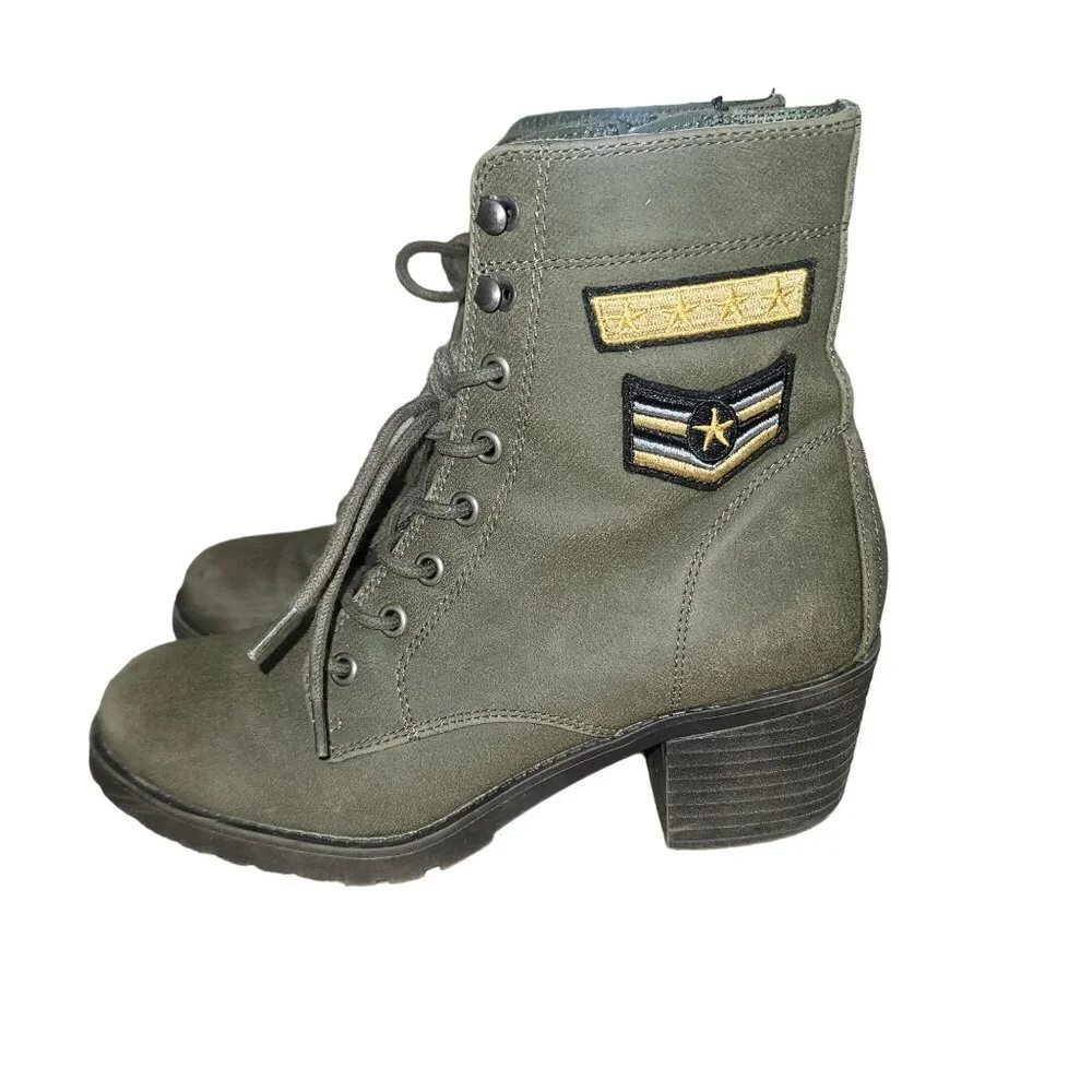 Madden NYC Klarra-P Ankle‎ Combat Boots Army Women's Sz 7 Y2K Military Gorpcore